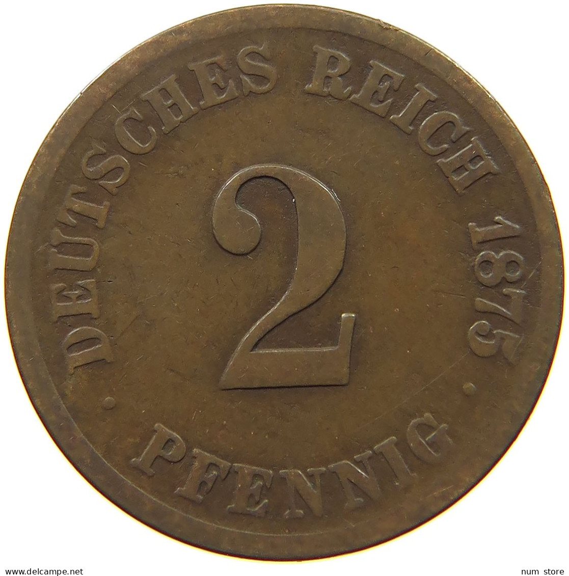 GERMANY EMPIRE 2 PFENNIG 1875 G #s068 0369 - 2 Pfennig