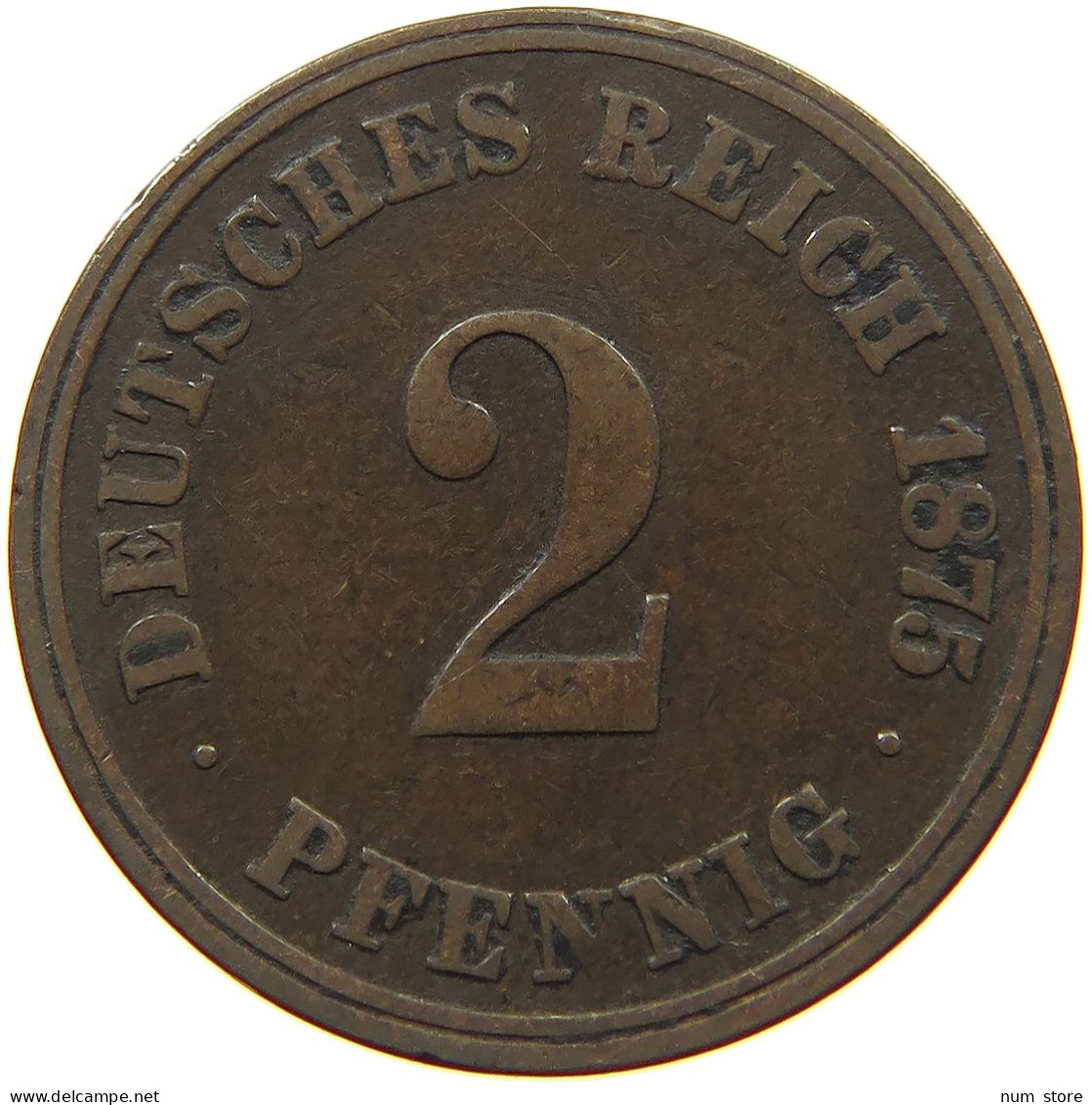 GERMANY EMPIRE 2 PFENNIG 1875 J #s068 0363 - 2 Pfennig