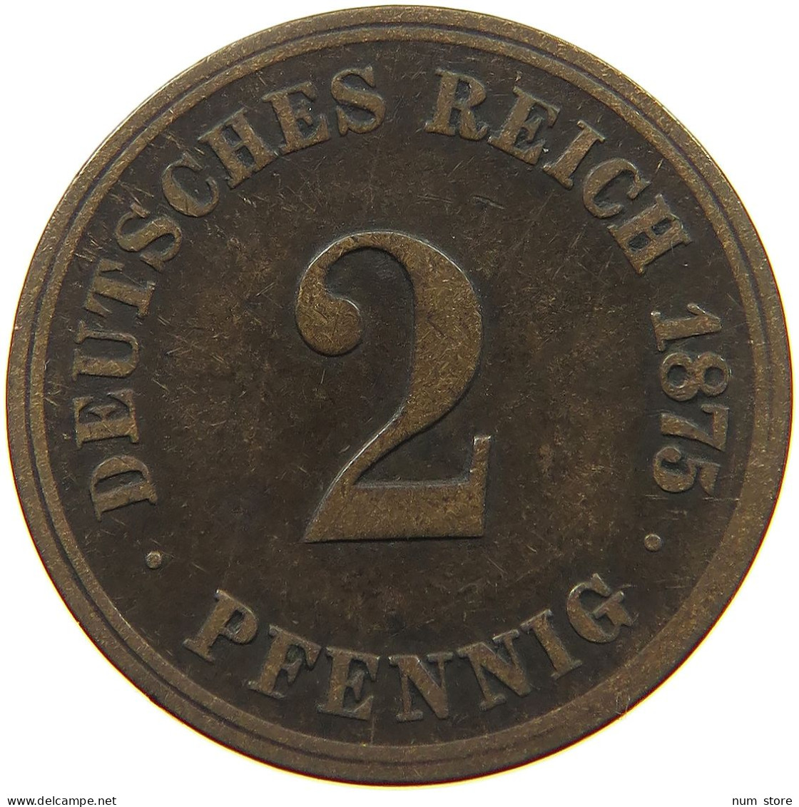 GERMANY EMPIRE 2 PFENNIG 1875 J #a013 0477 - 2 Pfennig