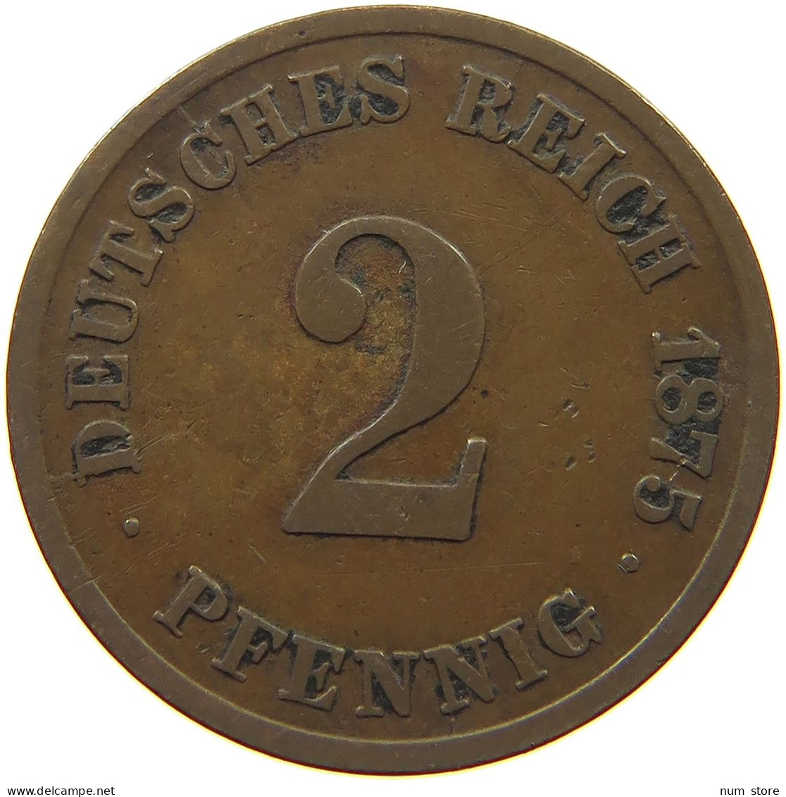 GERMANY EMPIRE 2 PFENNIG 1875 E #s068 0445 - 2 Pfennig