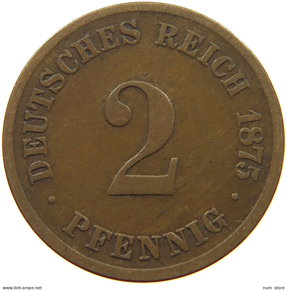 GERMANY EMPIRE 2 PFENNIG 1875 C #s078 0719 - 2 Pfennig