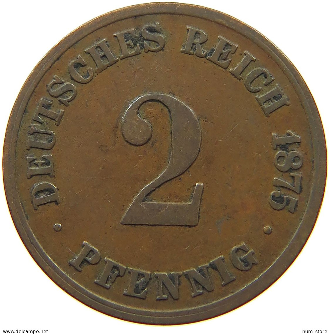 GERMANY EMPIRE 2 PFENNIG 1875 C #s068 0423 - 2 Pfennig