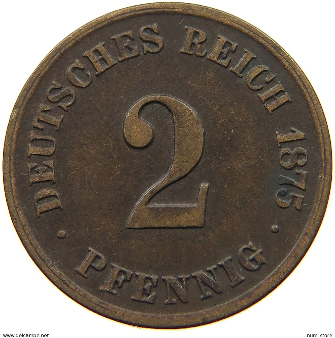 GERMANY EMPIRE 2 PFENNIG 1875 C #s036 0765 - 2 Pfennig