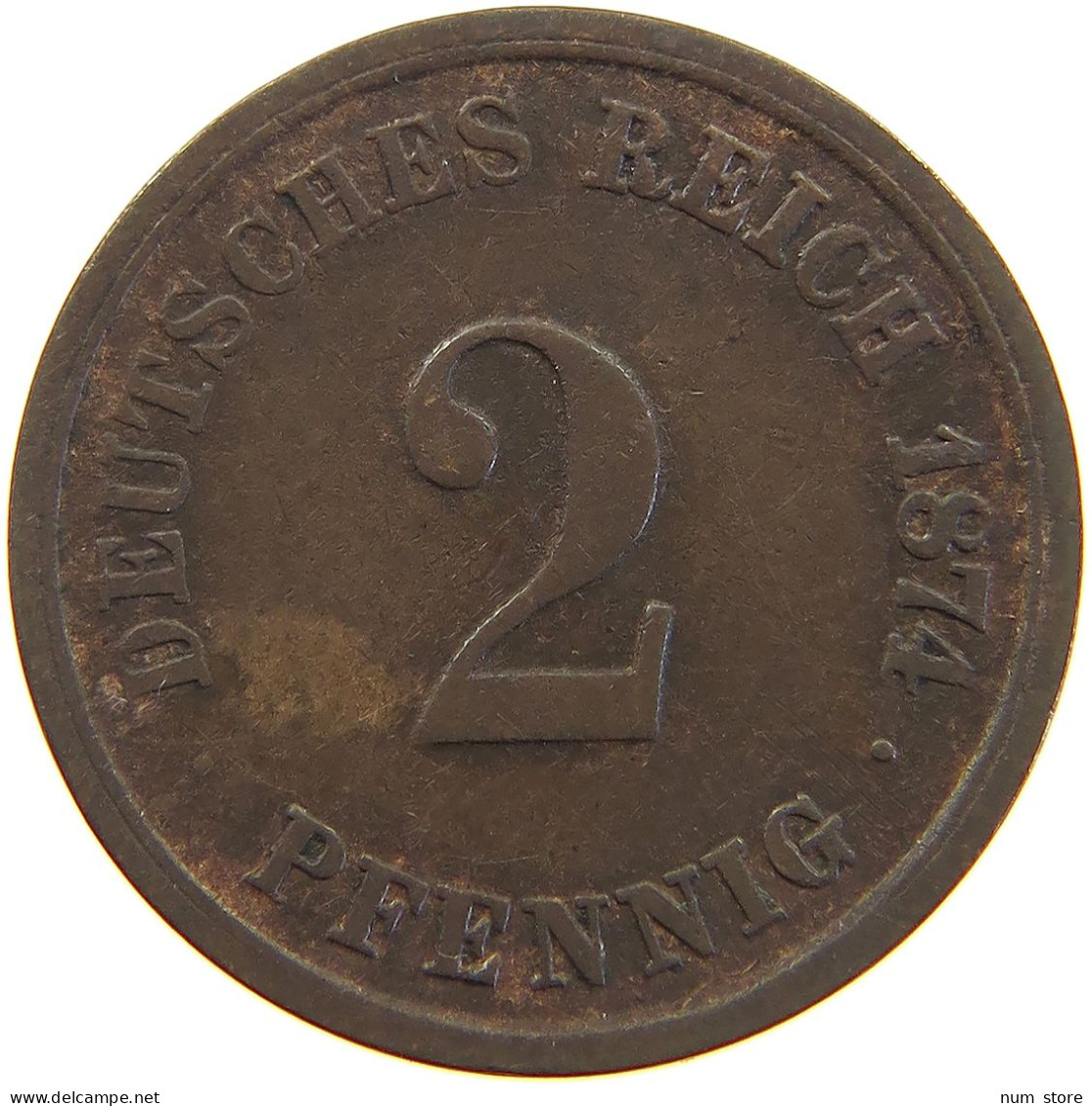 GERMANY EMPIRE 2 PFENNIG 1874 G #a066 0697 - 2 Pfennig