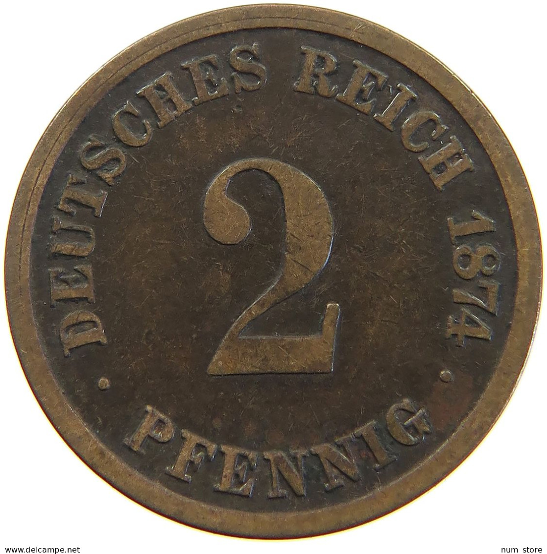 GERMANY EMPIRE 2 PFENNIG 1874 D #a066 0689 - 2 Pfennig