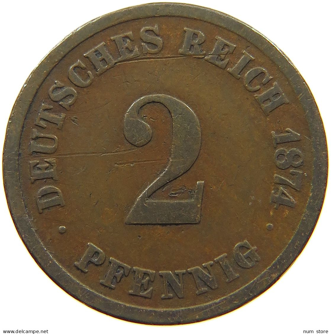 GERMANY EMPIRE 2 PFENNIG 1874 A #c074 0295 - 2 Pfennig