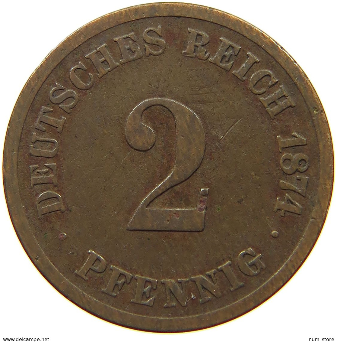 GERMANY EMPIRE 2 PFENNIG 1874 C #s068 0367 - 2 Pfennig