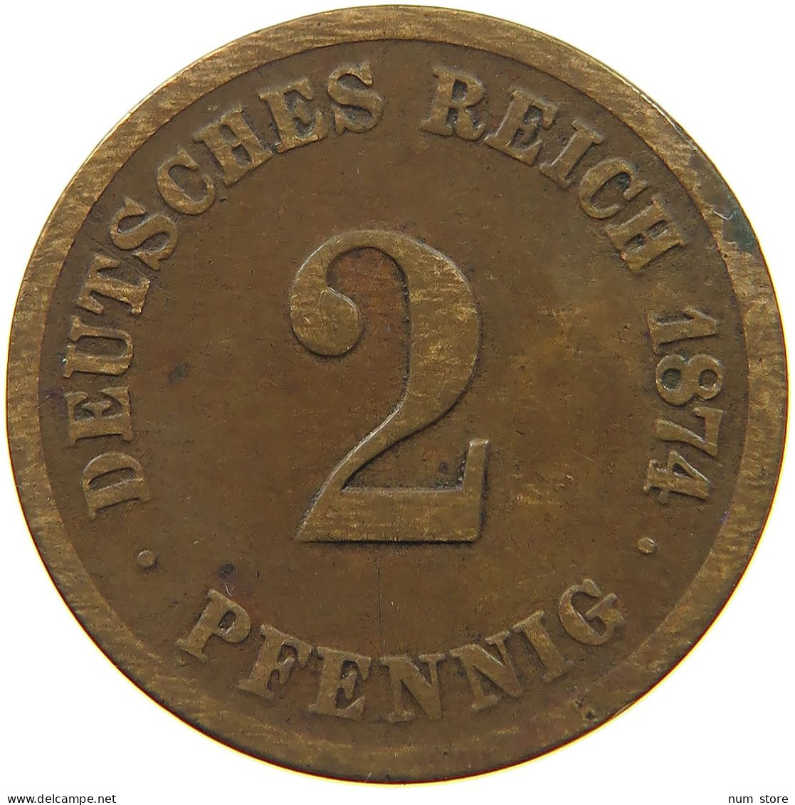 GERMANY EMPIRE 2 PFENNIG 1874 C #s080 0163 - 2 Pfennig