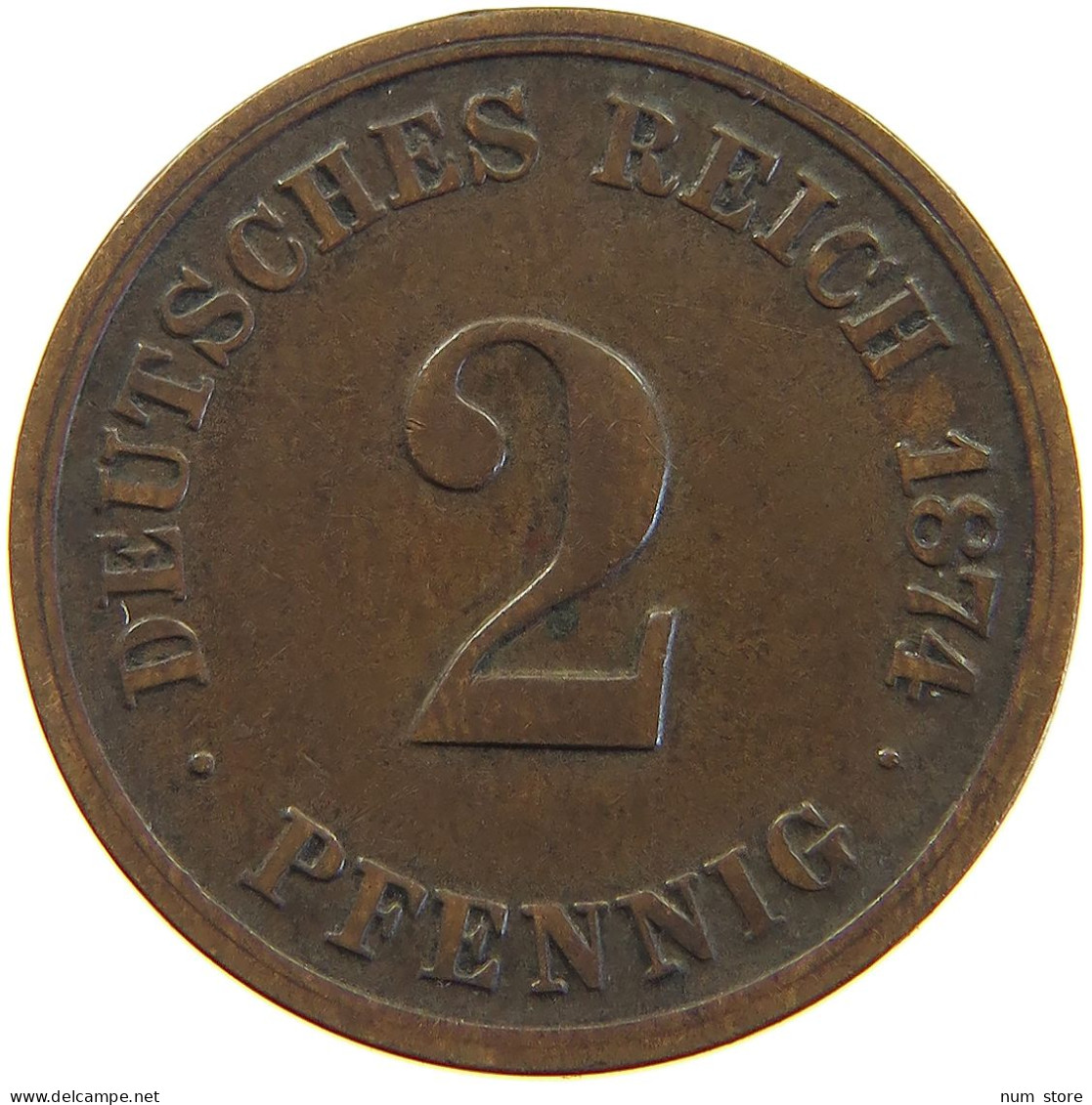 GERMANY EMPIRE 2 PFENNIG 1874 C #a066 0695 - 2 Pfennig