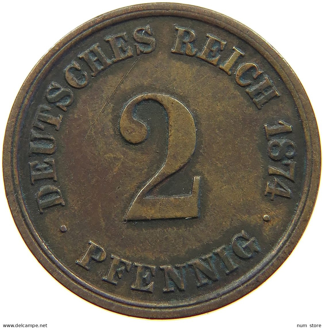 GERMANY EMPIRE 2 PFENNIG 1874 A #a013 0133 - 2 Pfennig