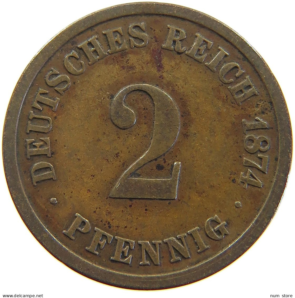 GERMANY EMPIRE 2 PFENNIG 1874 A #a066 0691 - 2 Pfennig