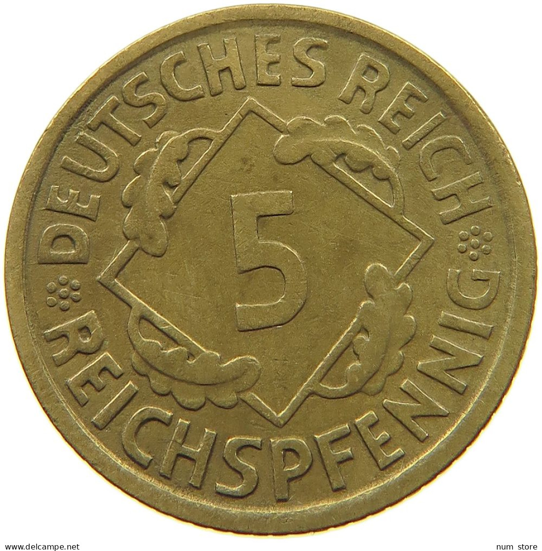 GERMANY WEIMAR 5 PFENNIG 1930 A #a055 0613 - 5 Rentenpfennig & 5 Reichspfennig