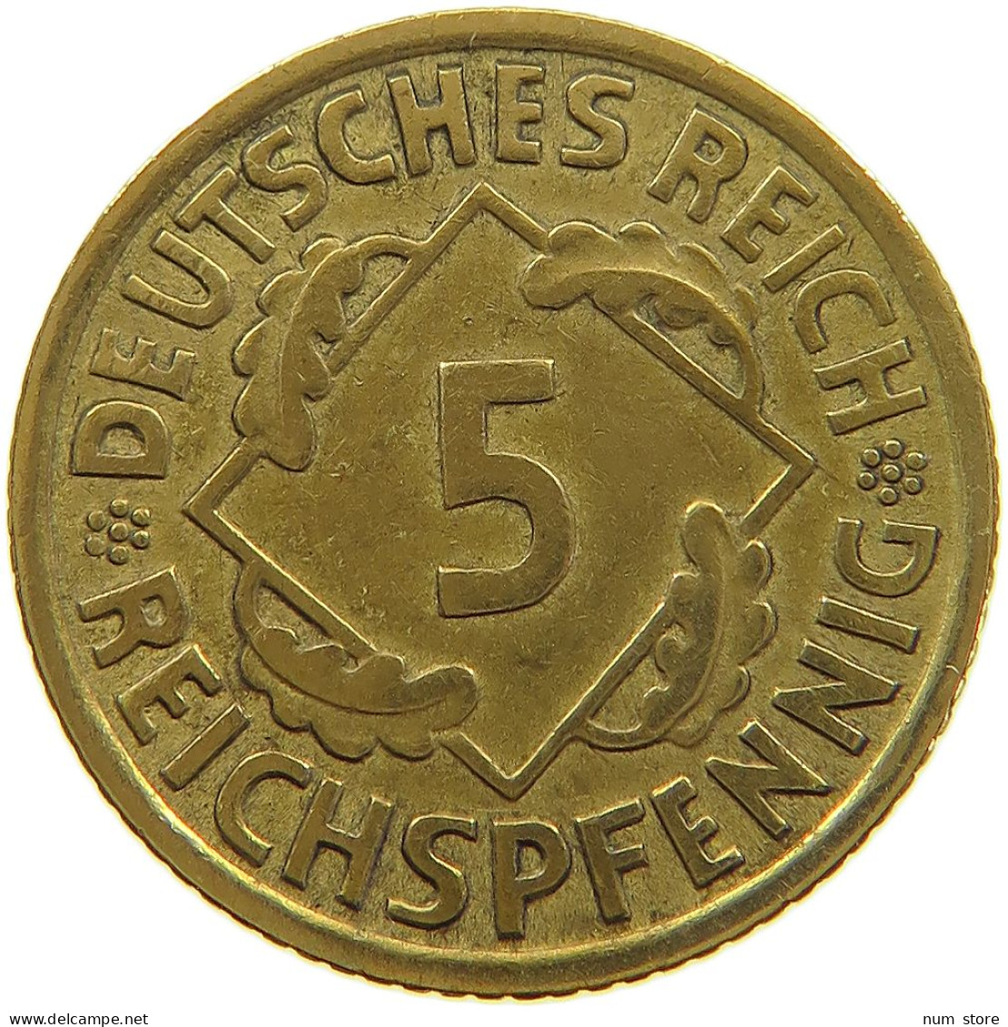 GERMANY WEIMAR 5 PFENNIG 1930 A #a073 0971 - 5 Rentenpfennig & 5 Reichspfennig