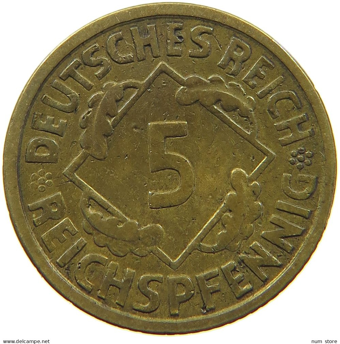 GERMANY WEIMAR 5 PFENNIG 1926 A #a055 0481 - 5 Renten- & 5 Reichspfennig
