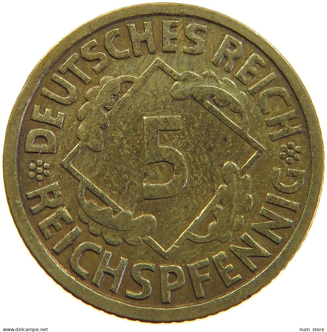 GERMANY WEIMAR 5 PFENNIG 1926 A #a055 0391 - 5 Rentenpfennig & 5 Reichspfennig