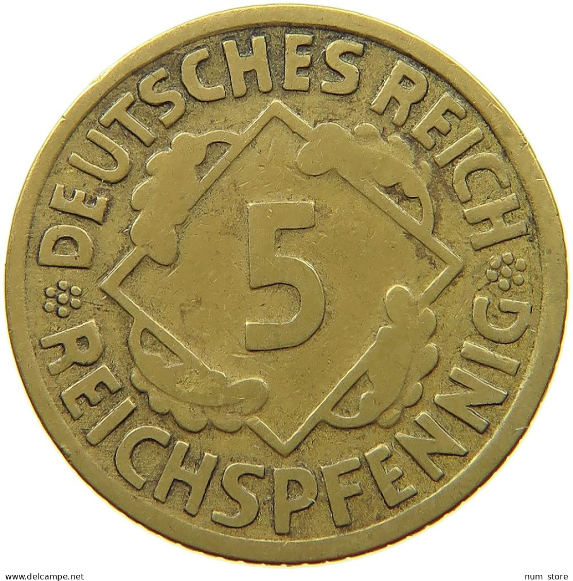 GERMANY WEIMAR 5 PFENNIG 1925 G #s073 0913 - 5 Renten- & 5 Reichspfennig