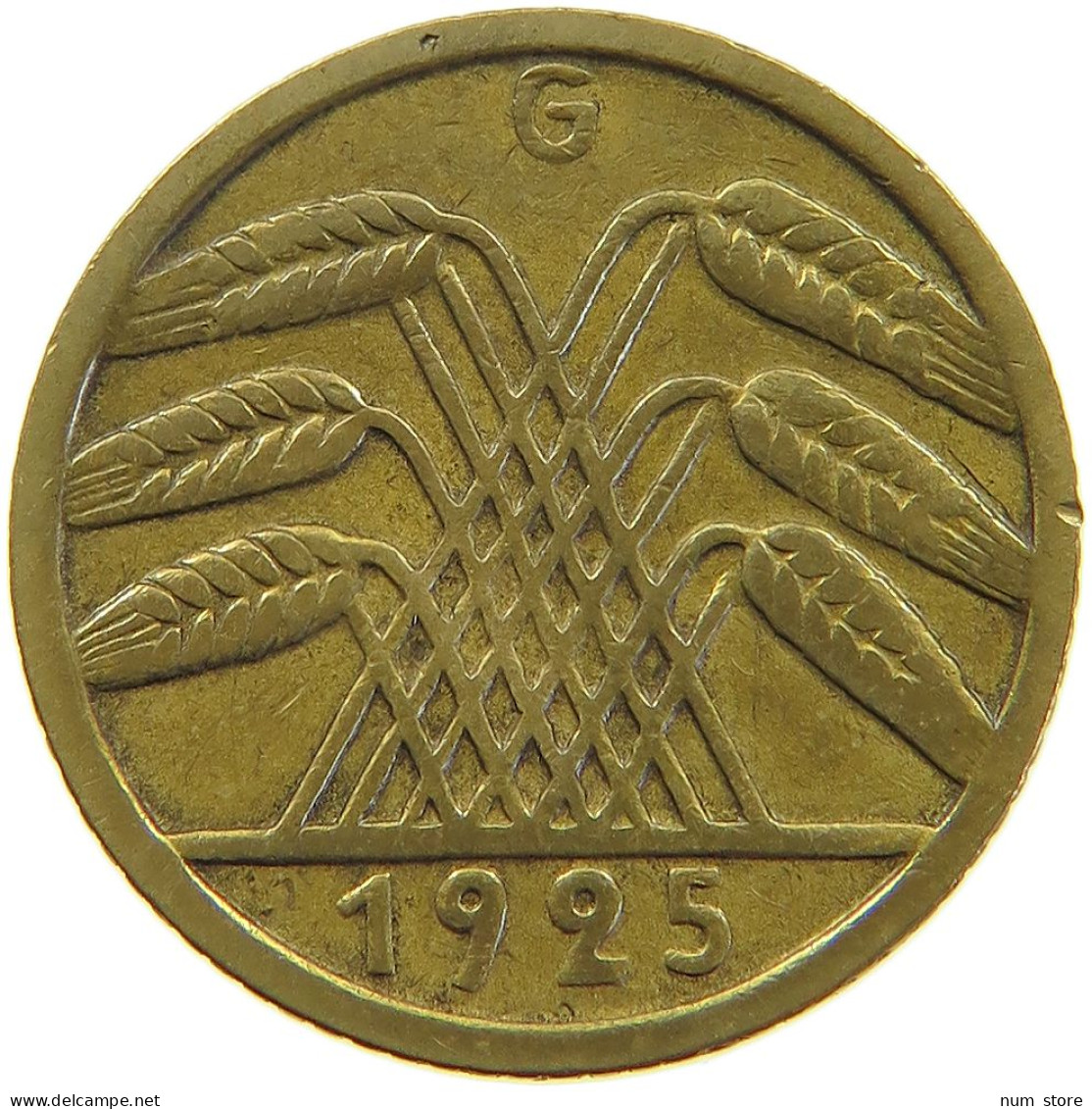 GERMANY WEIMAR 5 PFENNIG 1925 G #a055 0457 - 5 Renten- & 5 Reichspfennig