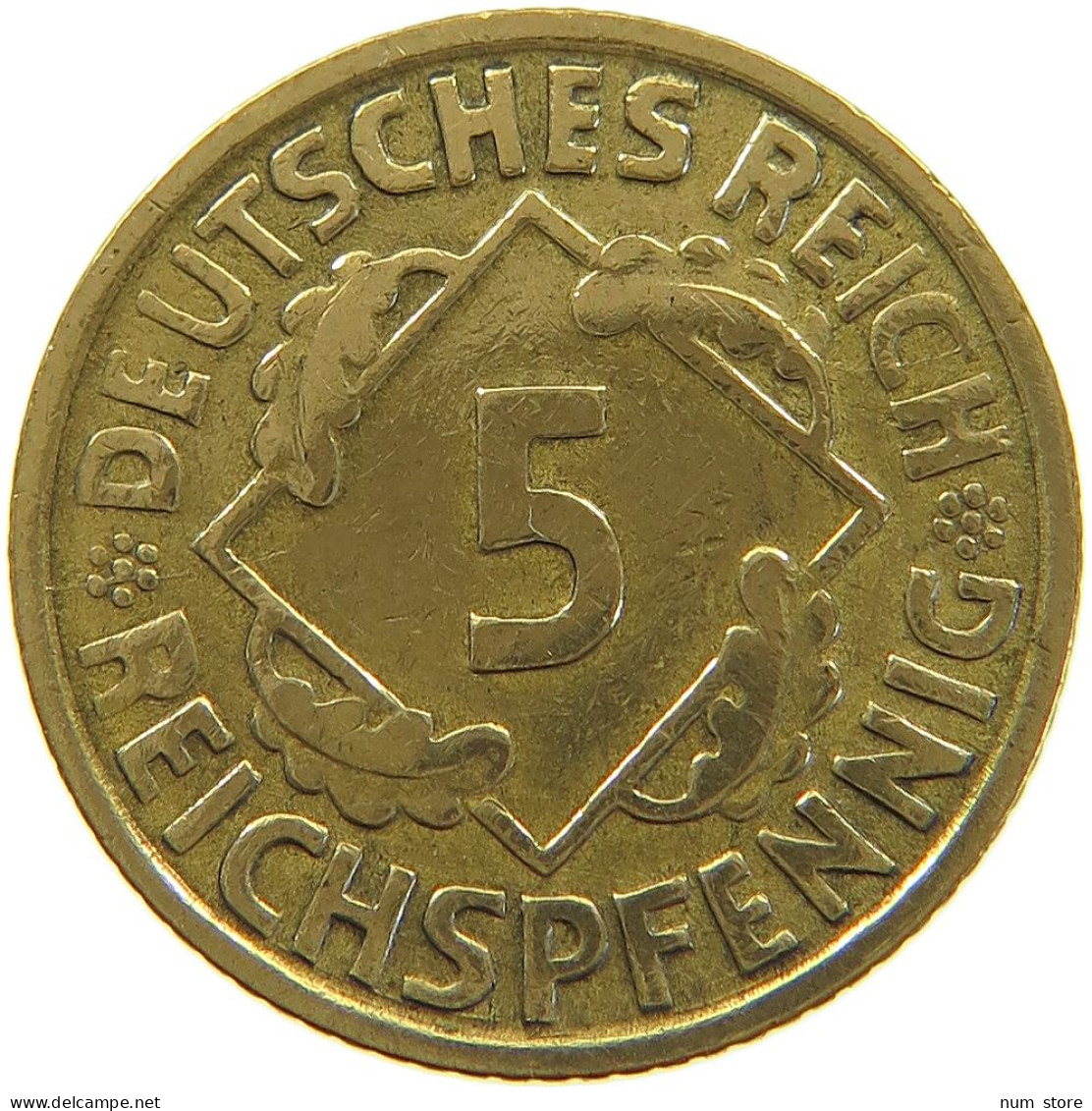 GERMANY WEIMAR 5 PFENNIG 1925 G #a055 0367 - 5 Rentenpfennig & 5 Reichspfennig