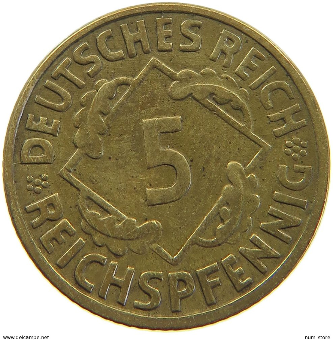 GERMANY WEIMAR 5 PFENNIG 1925 E #a055 0579 - 5 Rentenpfennig & 5 Reichspfennig