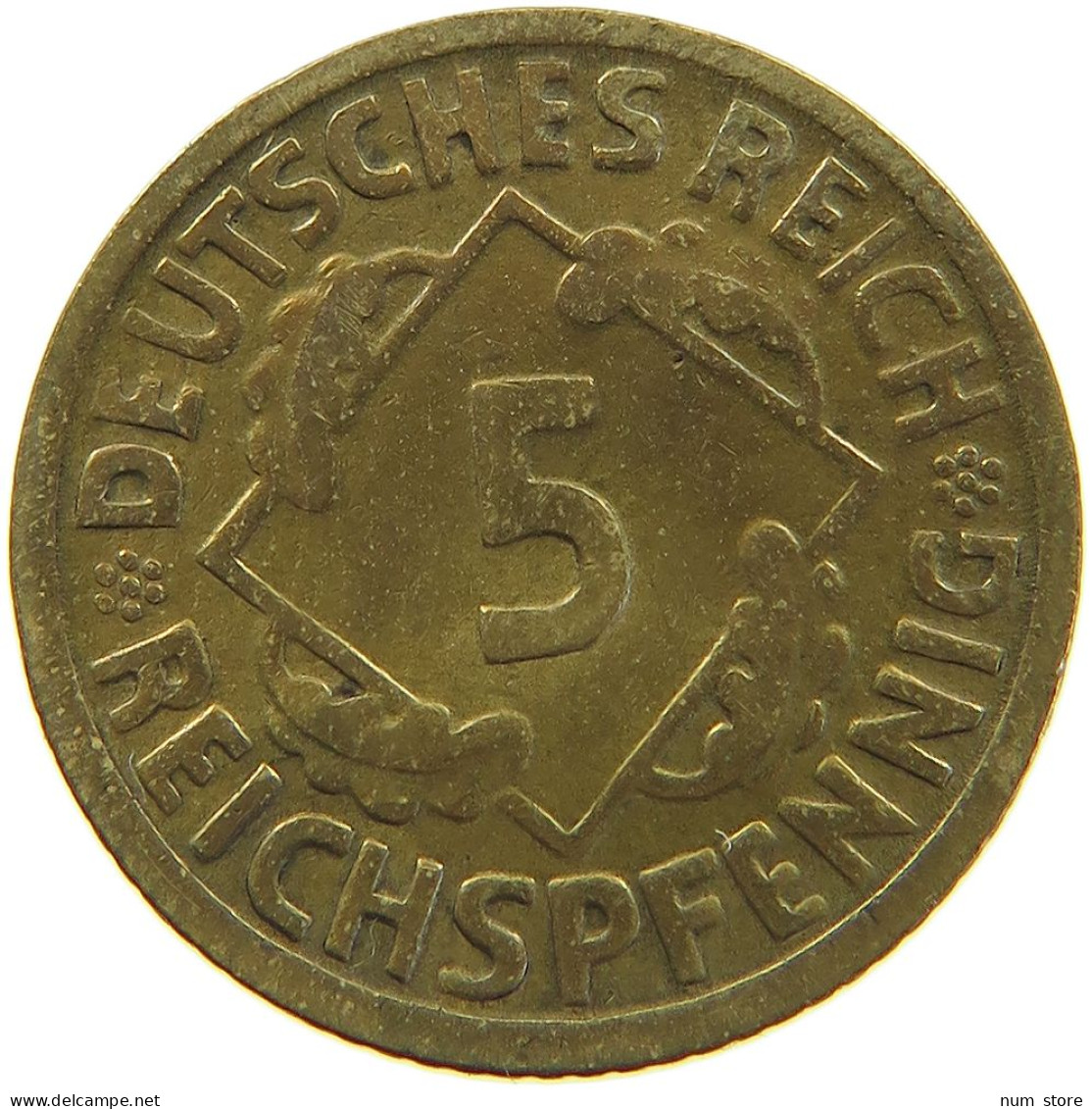 GERMANY WEIMAR 5 PFENNIG 1925 F #a055 0517 - 5 Renten- & 5 Reichspfennig