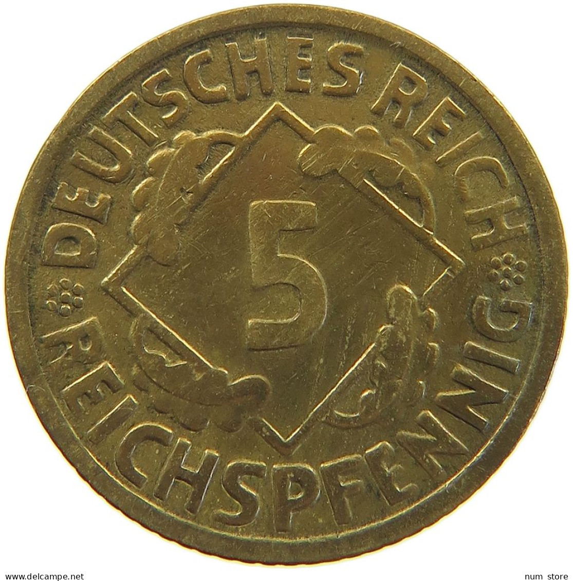 GERMANY WEIMAR 5 PFENNIG 1925 F #a055 0429 - 5 Renten- & 5 Reichspfennig