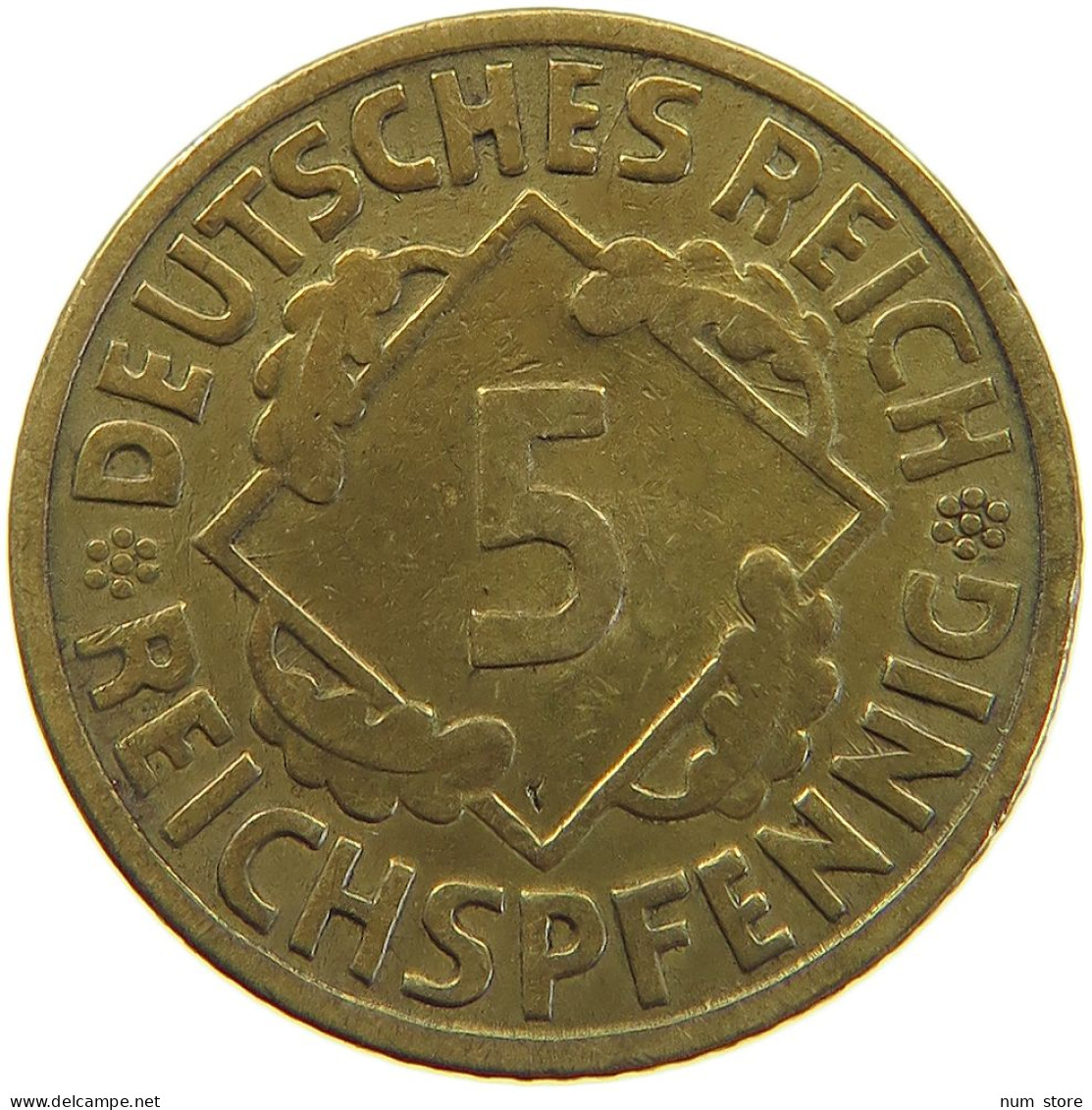 GERMANY WEIMAR 5 PFENNIG 1925 E #a055 0645 - 5 Rentenpfennig & 5 Reichspfennig