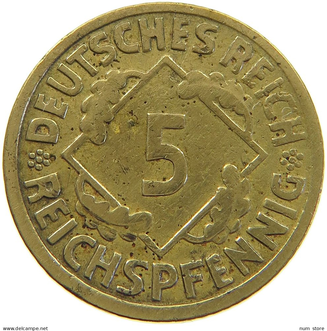 GERMANY WEIMAR 5 PFENNIG 1925 E #a055 0519 - 5 Renten- & 5 Reichspfennig