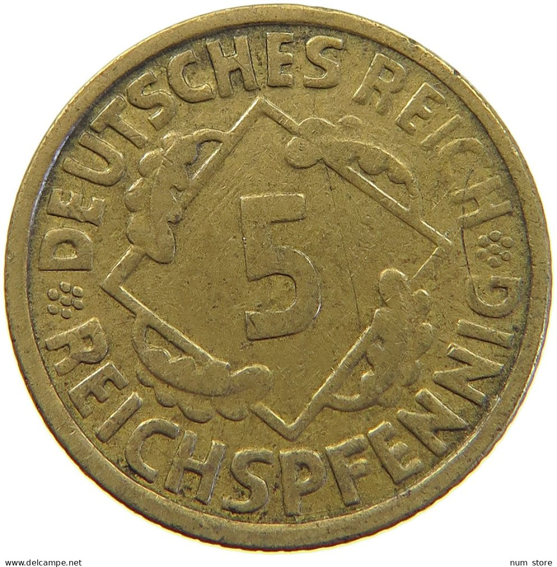 GERMANY WEIMAR 5 PFENNIG 1925 F #a055 0601 - 5 Renten- & 5 Reichspfennig