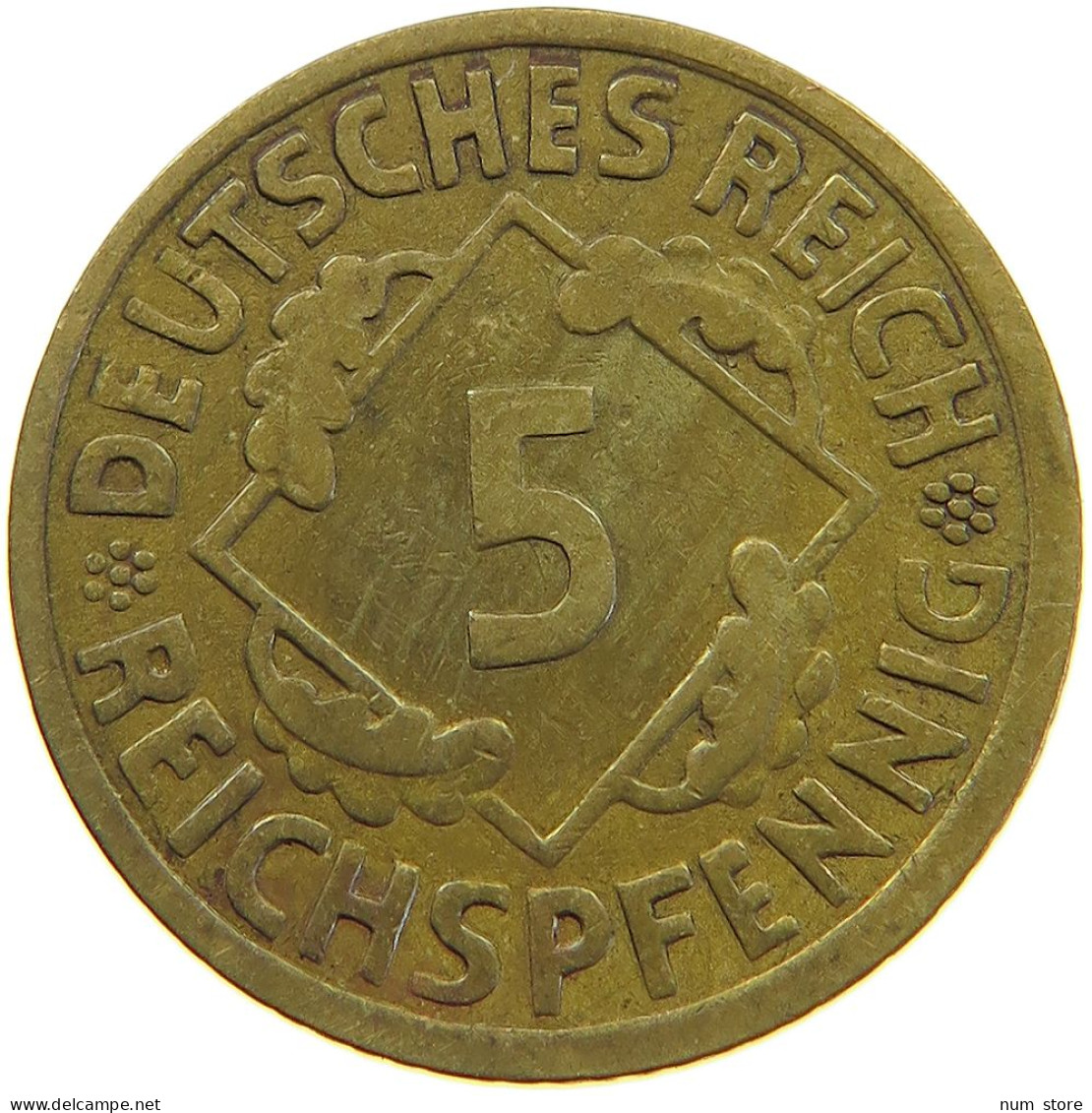 GERMANY WEIMAR 5 PFENNIG 1925 E #a055 0641 - 5 Rentenpfennig & 5 Reichspfennig