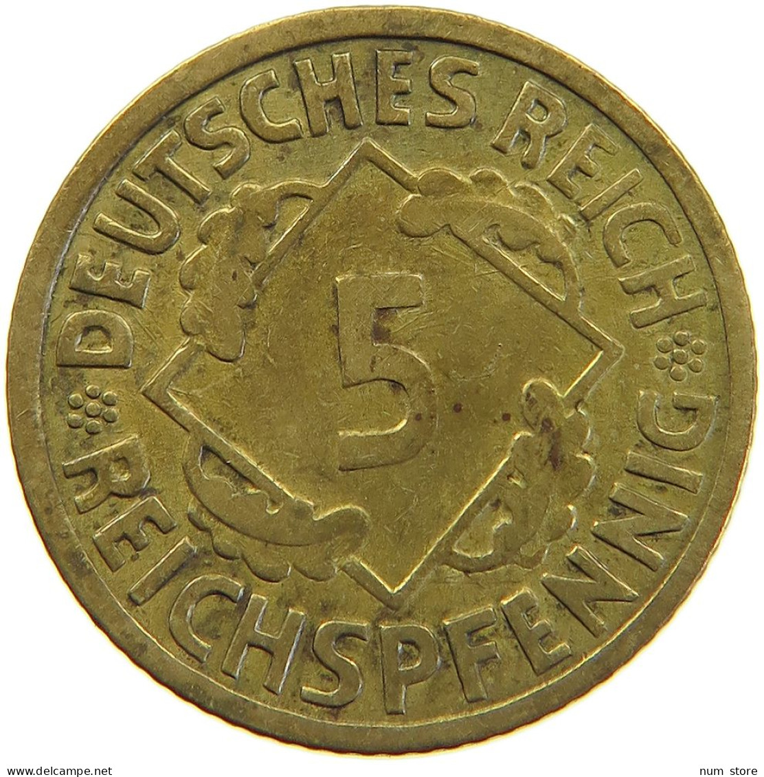 GERMANY WEIMAR 5 PFENNIG 1925 E #a055 0389 - 5 Renten- & 5 Reichspfennig