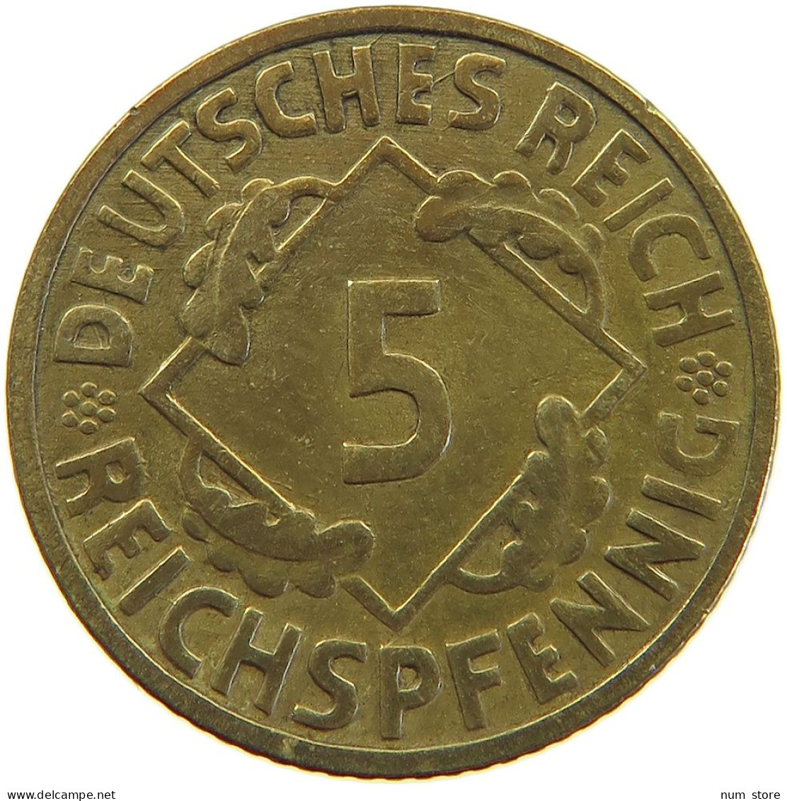 GERMANY WEIMAR 5 PFENNIG 1925 E #a055 0397 - 5 Renten- & 5 Reichspfennig