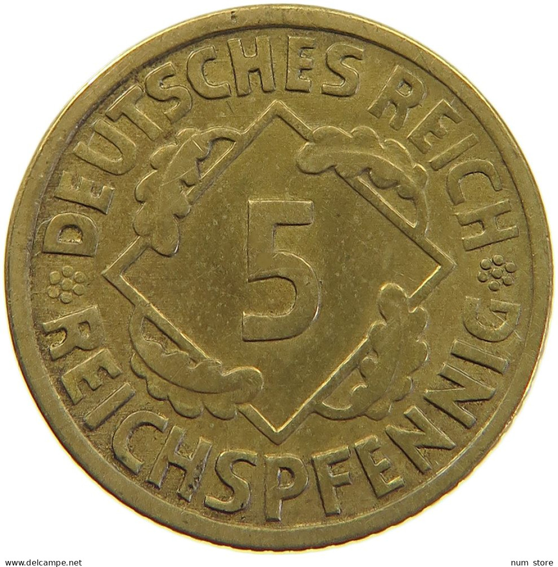 GERMANY WEIMAR 5 PFENNIG 1925 A #a055 0509 - 5 Renten- & 5 Reichspfennig