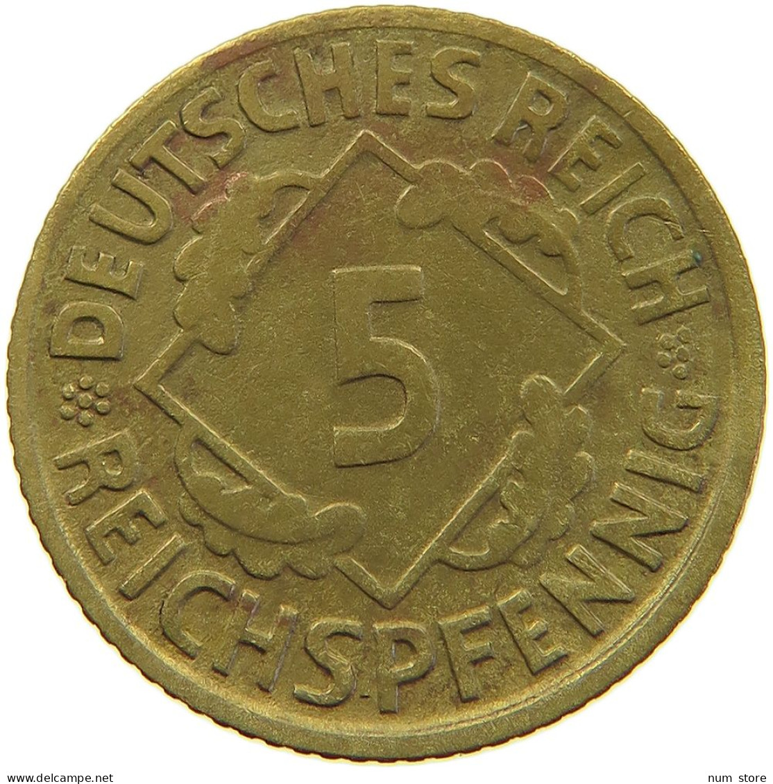 GERMANY WEIMAR 5 PFENNIG 1925 D #a055 0477 - 5 Renten- & 5 Reichspfennig