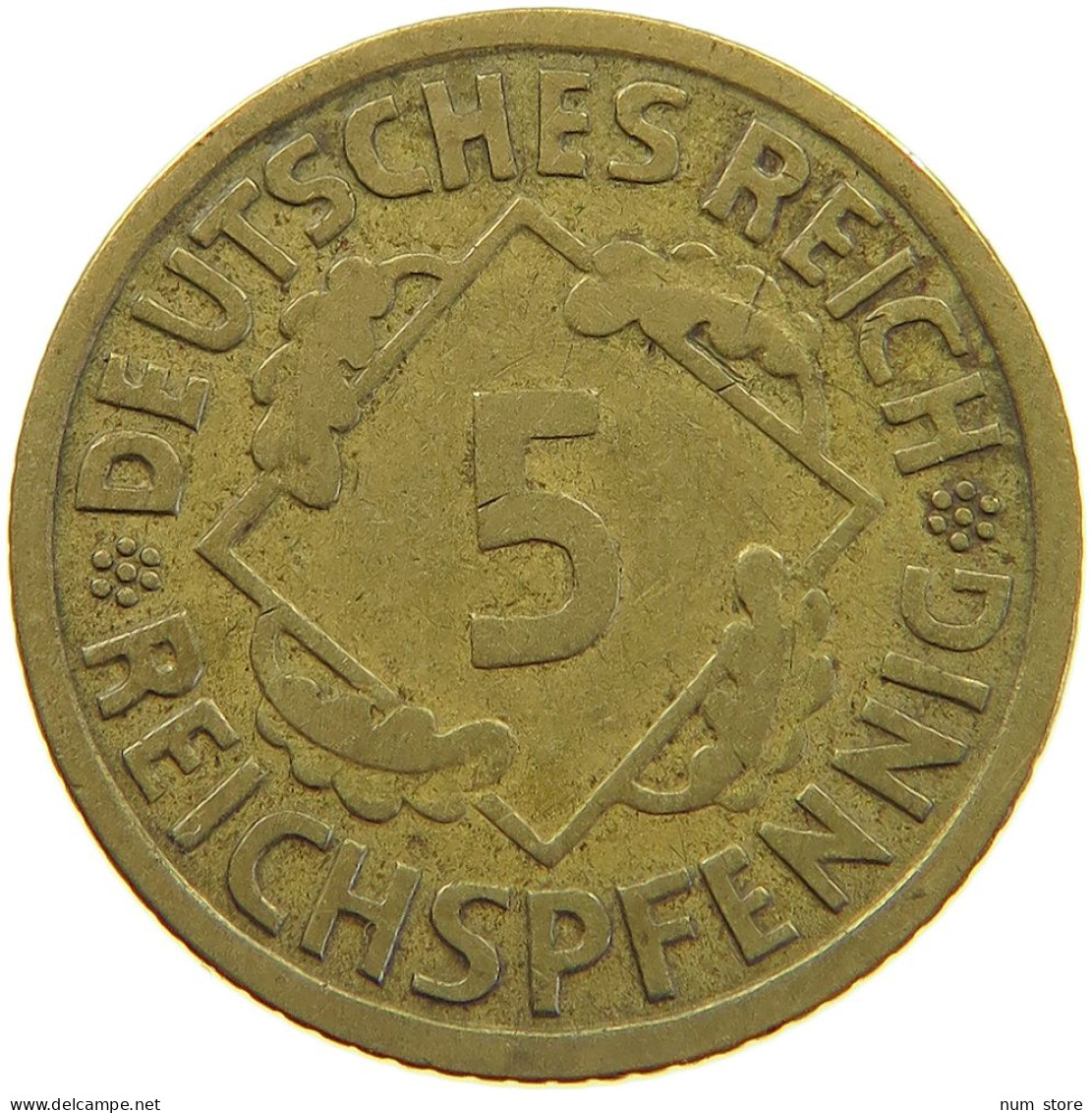 GERMANY WEIMAR 5 PFENNIG 1925 A #a055 0597 - 5 Rentenpfennig & 5 Reichspfennig