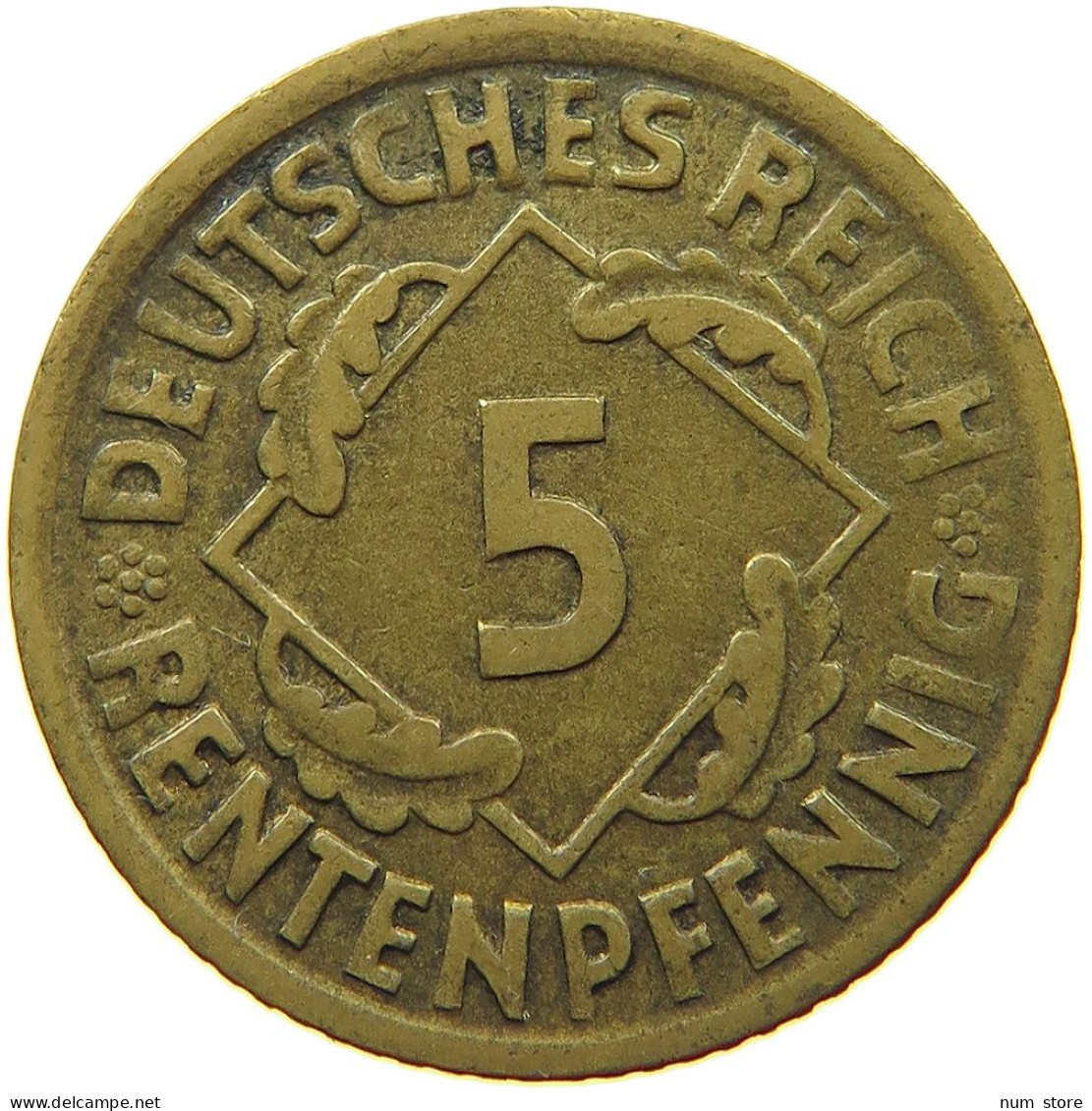 GERMANY WEIMAR 5 PFENNIG 1924 G #s066 0729 - 5 Rentenpfennig & 5 Reichspfennig