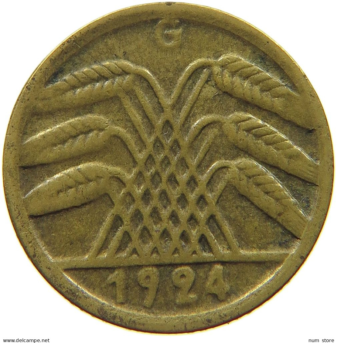 GERMANY WEIMAR 5 PFENNIG 1924 G #s066 0729 - 5 Renten- & 5 Reichspfennig