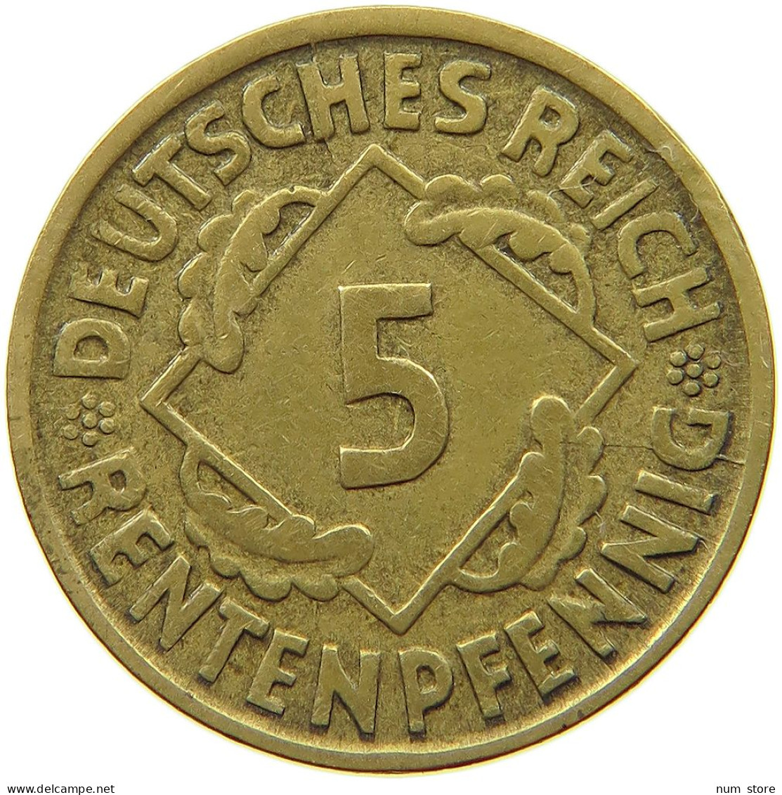 GERMANY WEIMAR 5 PFENNIG 1923 D RENTEN #s073 0911 - 5 Renten- & 5 Reichspfennig