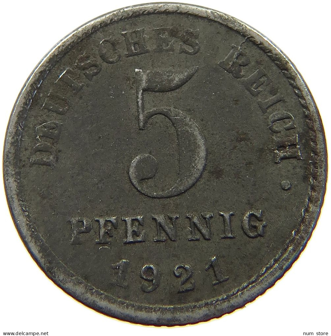 GERMANY WEIMAR 5 PFENNIG 1921 E #a006 0555 - 5 Renten- & 5 Reichspfennig