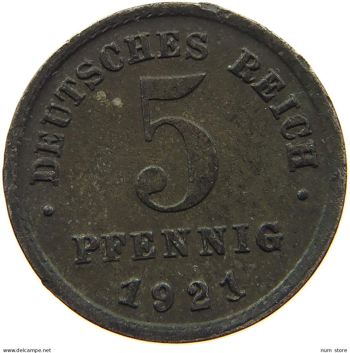 GERMANY WEIMAR 5 PFENNIG 1921 F #a086 0333 - 5 Renten- & 5 Reichspfennig