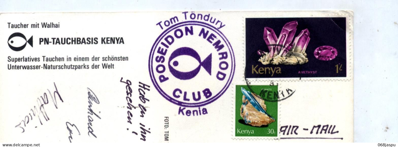 Carte  Plongee Turtle Bay Cachet Sur Amthyste Kyanite - Kenya