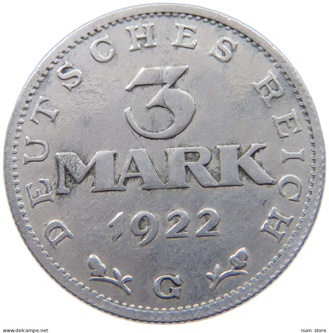 GERMANY WEIMAR 3 MARK 1922 G #a021 1095 - 3 Mark & 3 Reichsmark