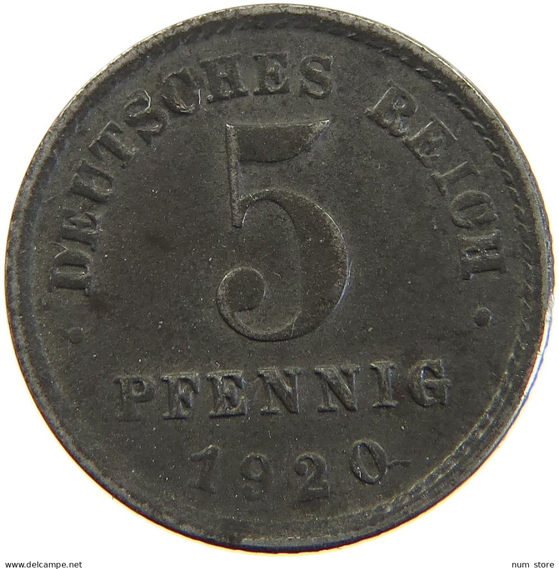 GERMANY WEIMAR 5 PFENNIG 1920 F #a068 0449 - 5 Renten- & 5 Reichspfennig