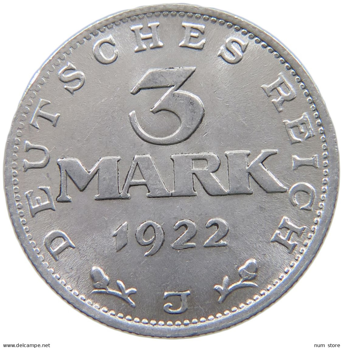 GERMANY WEIMAR 3 MARK 1922 J #a051 0465 - 3 Mark & 3 Reichsmark