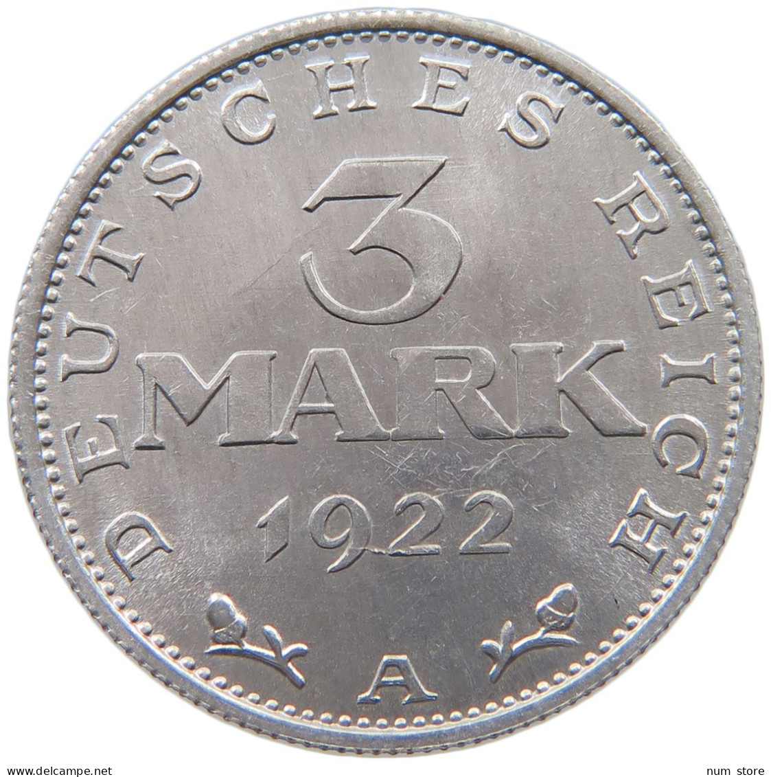 GERMANY WEIMAR 3 MARK 1922 A TOP #a036 0415 - 3 Mark & 3 Reichsmark