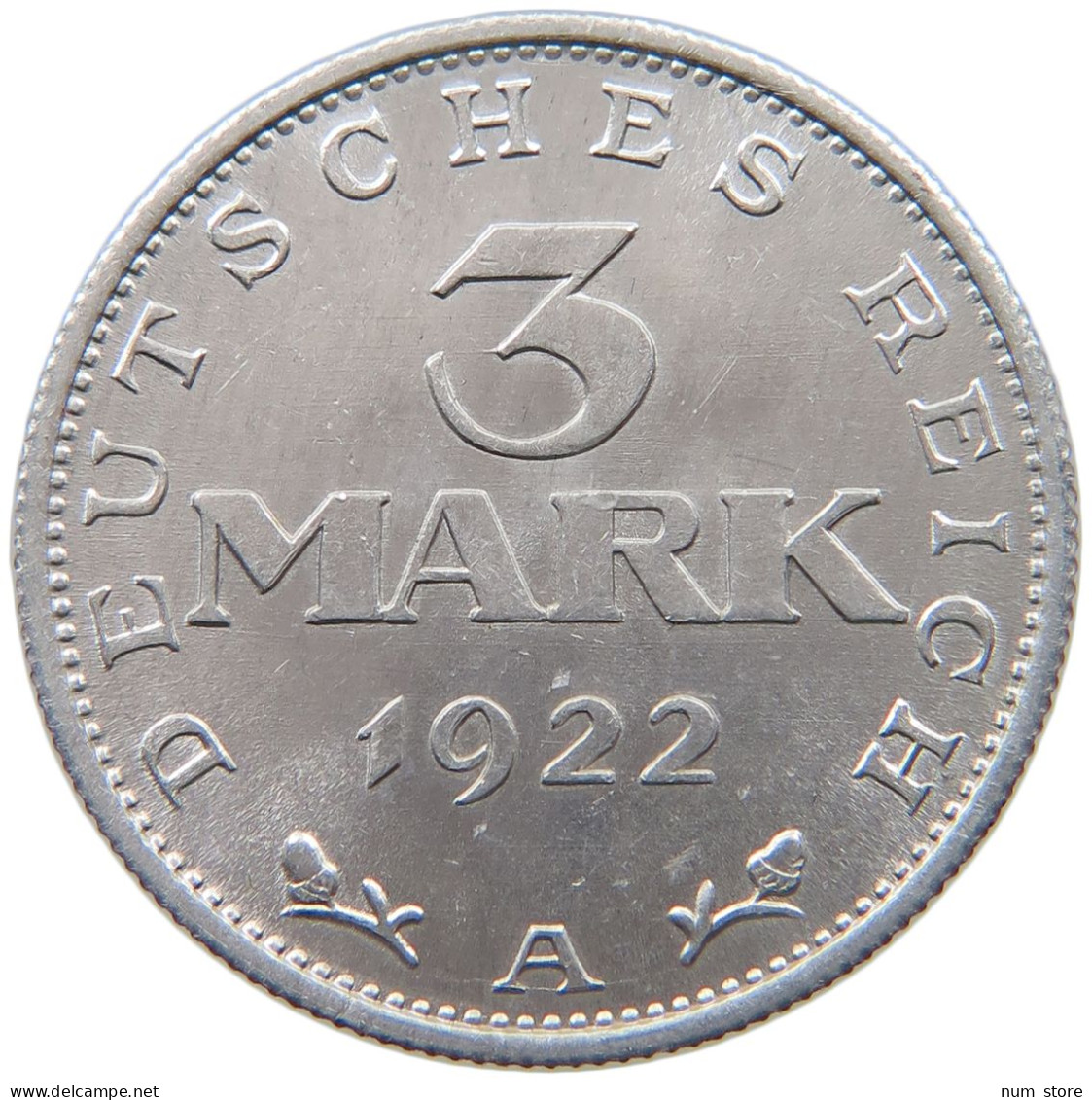 GERMANY WEIMAR 3 MARK 1922 A TOP #a036 0417 - 3 Mark & 3 Reichsmark