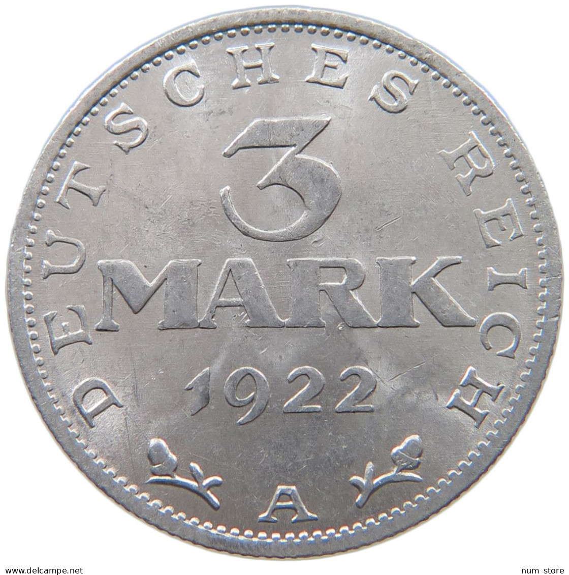 GERMANY WEIMAR 3 MARK 1922 A #a051 0449 - 3 Mark & 3 Reichsmark