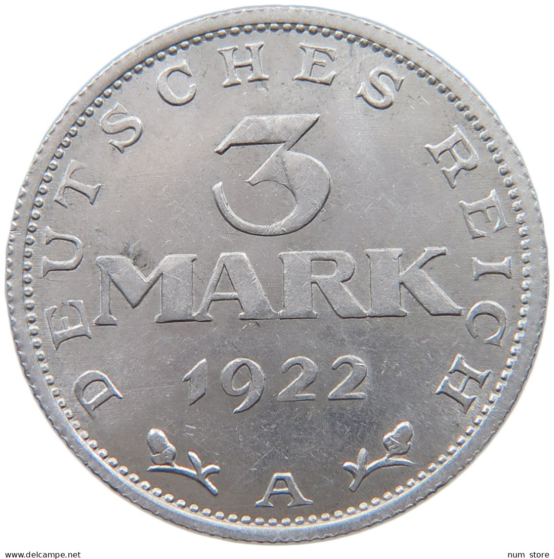 GERMANY WEIMAR 3 MARK 1922 A #a065 0153 - 3 Mark & 3 Reichsmark