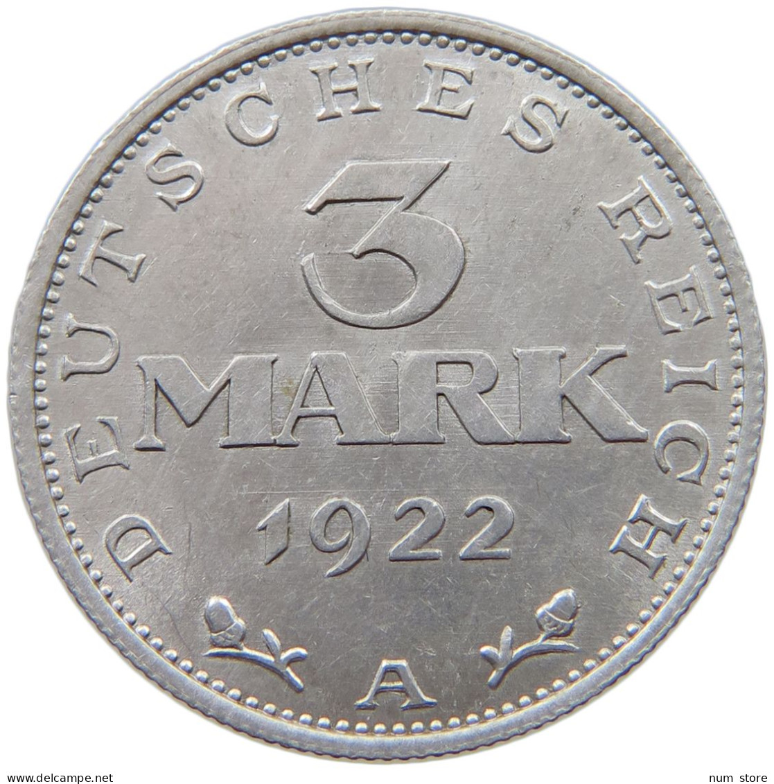 GERMANY WEIMAR 3 MARK 1922 A #a021 1099 - 3 Mark & 3 Reichsmark