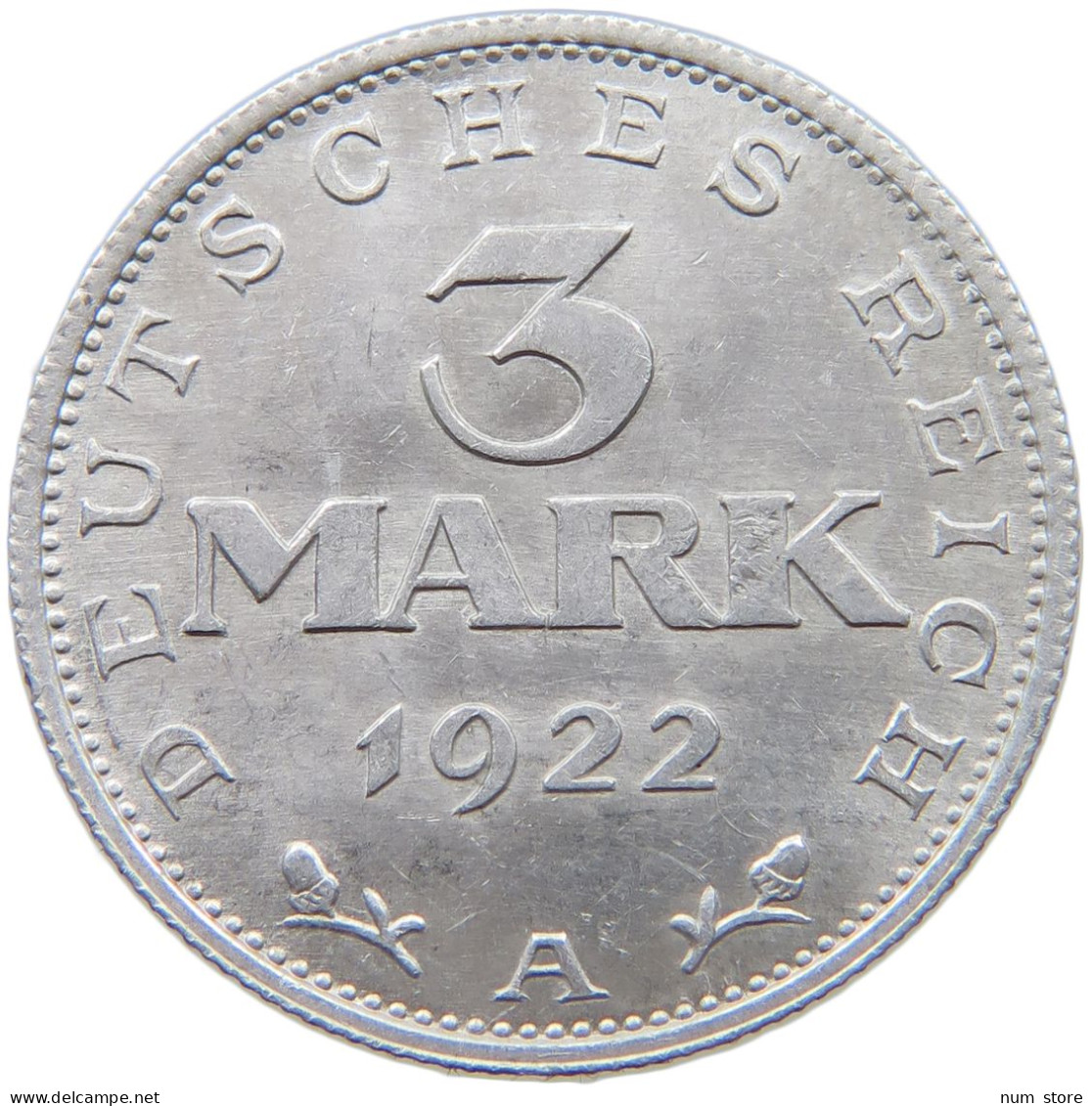 GERMANY WEIMAR 3 MARK 1922 A #s042 0579 - 3 Mark & 3 Reichsmark