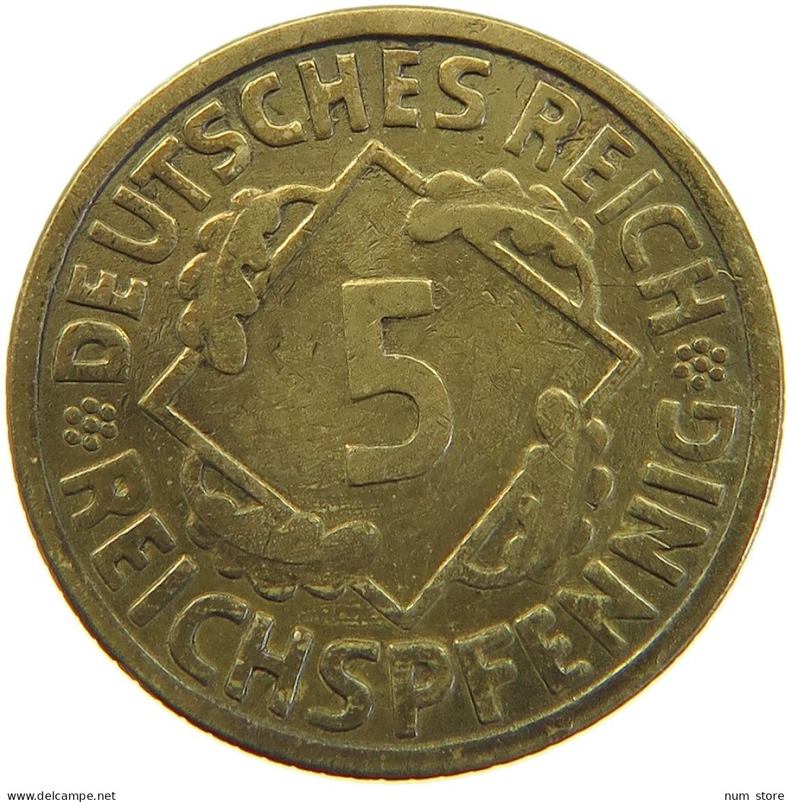 GERMANY WEIMAR 5 PFENNIG 1925 F #a055 0431 - 5 Renten- & 5 Reichspfennig